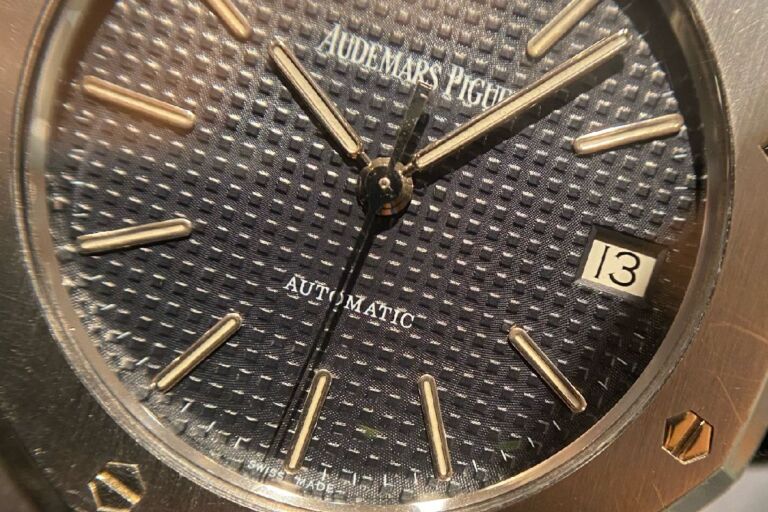 美品　36ｍｍ　ロイヤルオーク濃紺ネイビー　幻のロングバーインデックス　レアダイアル 希少！ロングバー！！オーデマピゲ ロイヤルオーク ST4790⁄789 ブルー